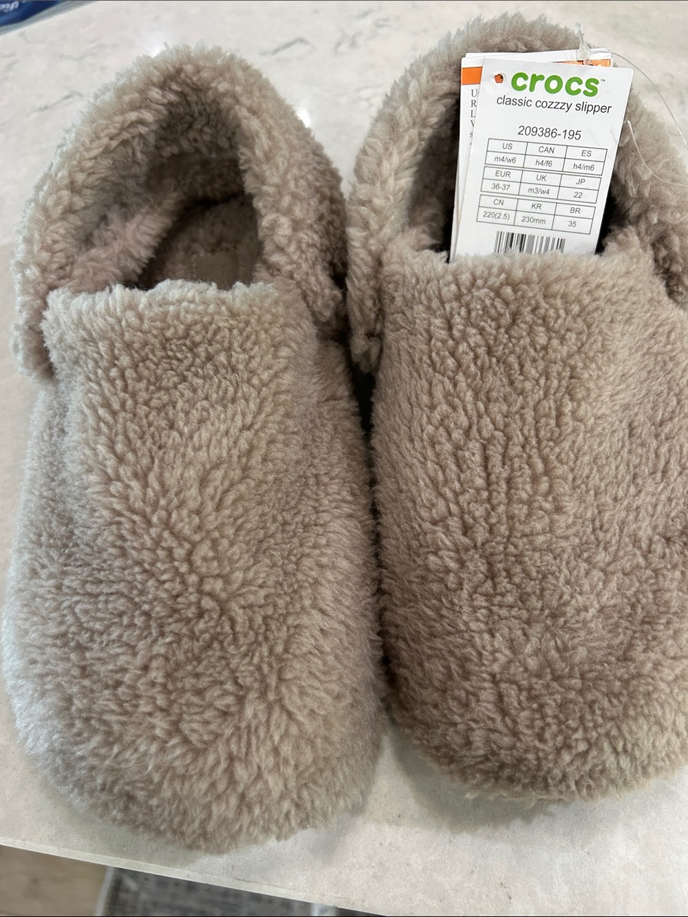 CROCS Classic Cozy Slipper in Taupe Brown